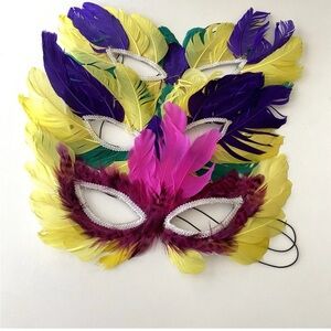 3 colorful Feather Face Mask Cosplay Costume Stage Prop Maradi Gras Festival